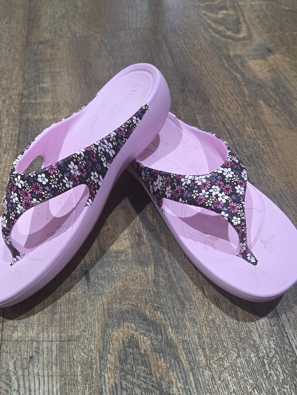 Alegria Pink Floral Thong Sandals - Picture 3 of 11